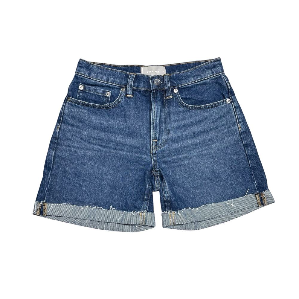 EVERLANE Relaxed Cuffed Mid-Rise Jean Shorts 100% Cotton Size 24